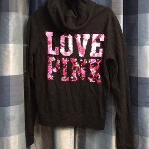 VS PINK Sequined Hooded Zip-Up Sweatshirt